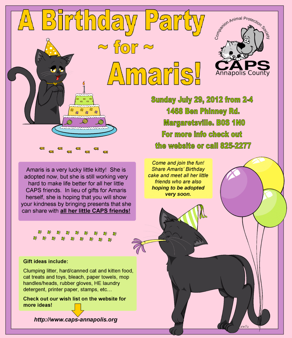 CAPS Amaris Birthday Party at Companion Animal Protection Society