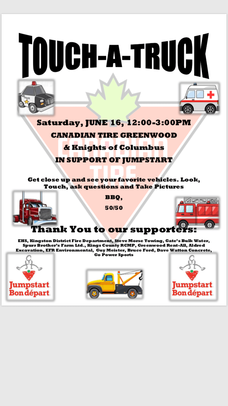Touch a Truck at Canadian Tire, Greenwood (June 16, 2018 12pm)