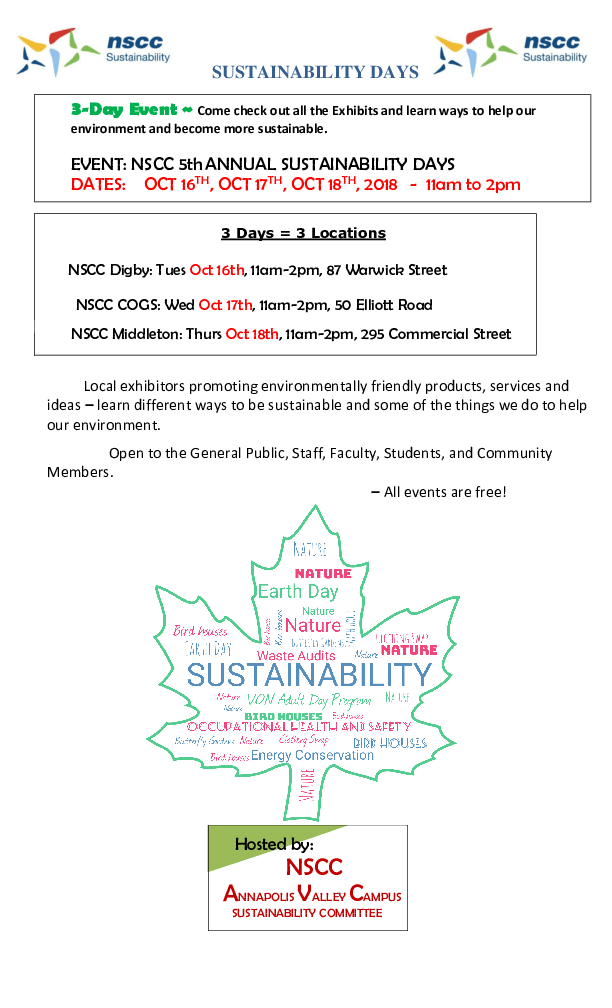 NSCC Sustainability Days at NSCC Centre of Geographic Sciences