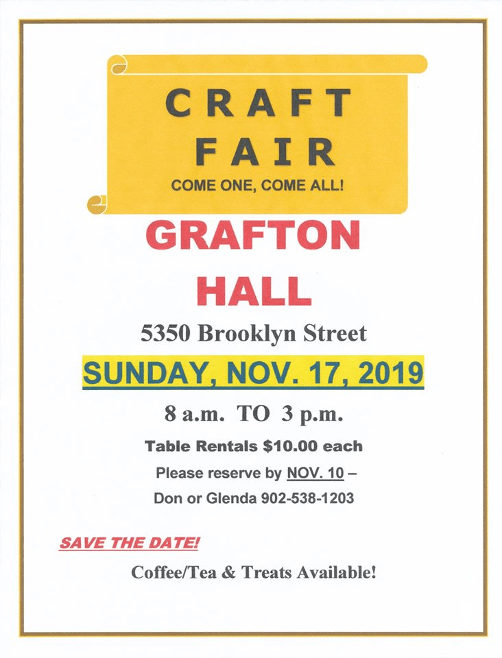 Craft Fair at Community Centre, Grafton (November 17, 2019 8am)