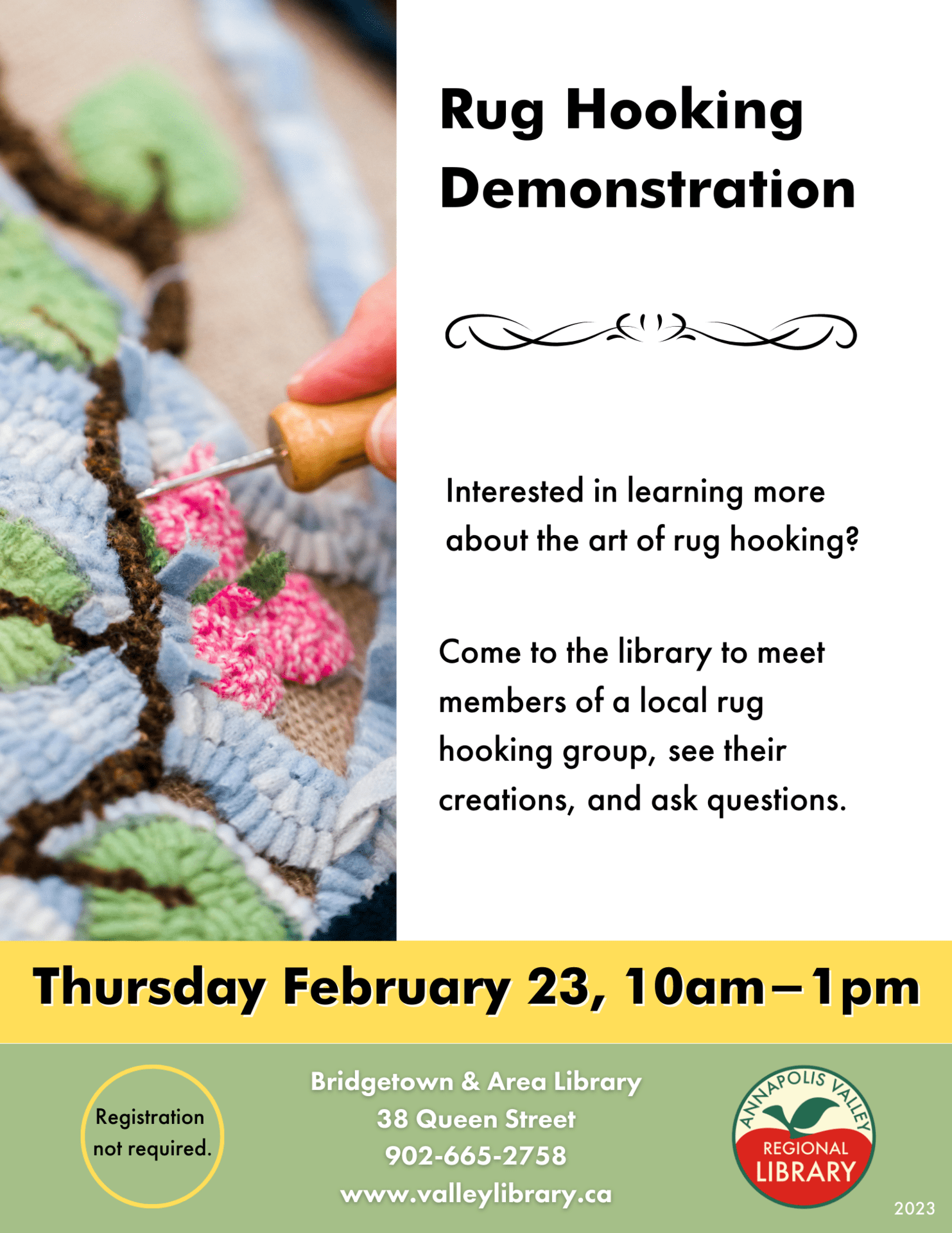 Rug Hooking Demonstration at Bridgetown & Area Library, Bridgetown