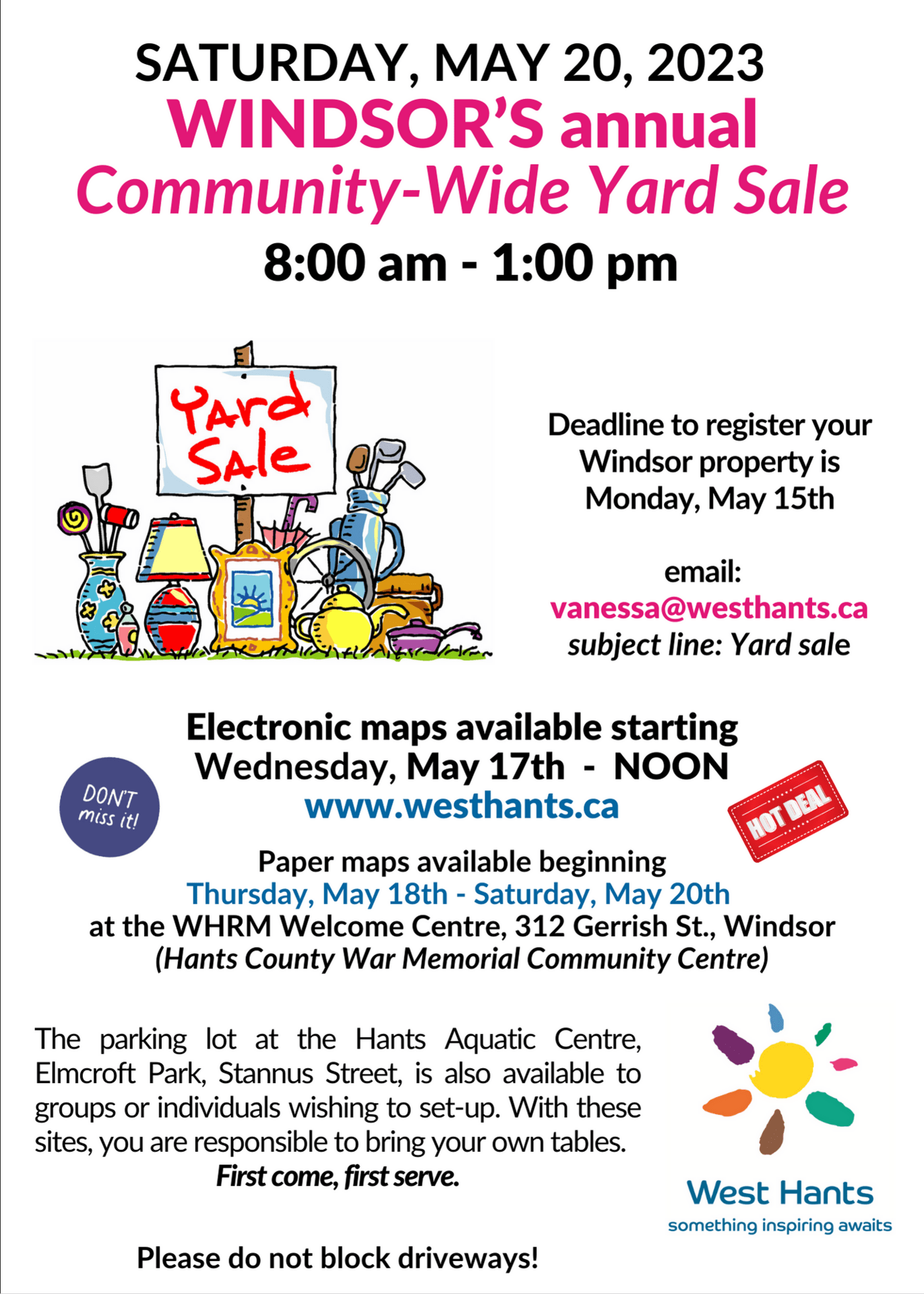 Community Wide Yard Sale at War Memorial Community Centre, Windsor (May
