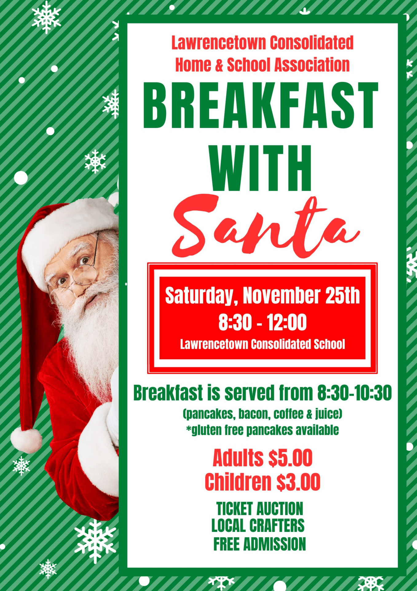 Breakfast with Santa at Lawrencetown Consolidated School, Lawrencetown