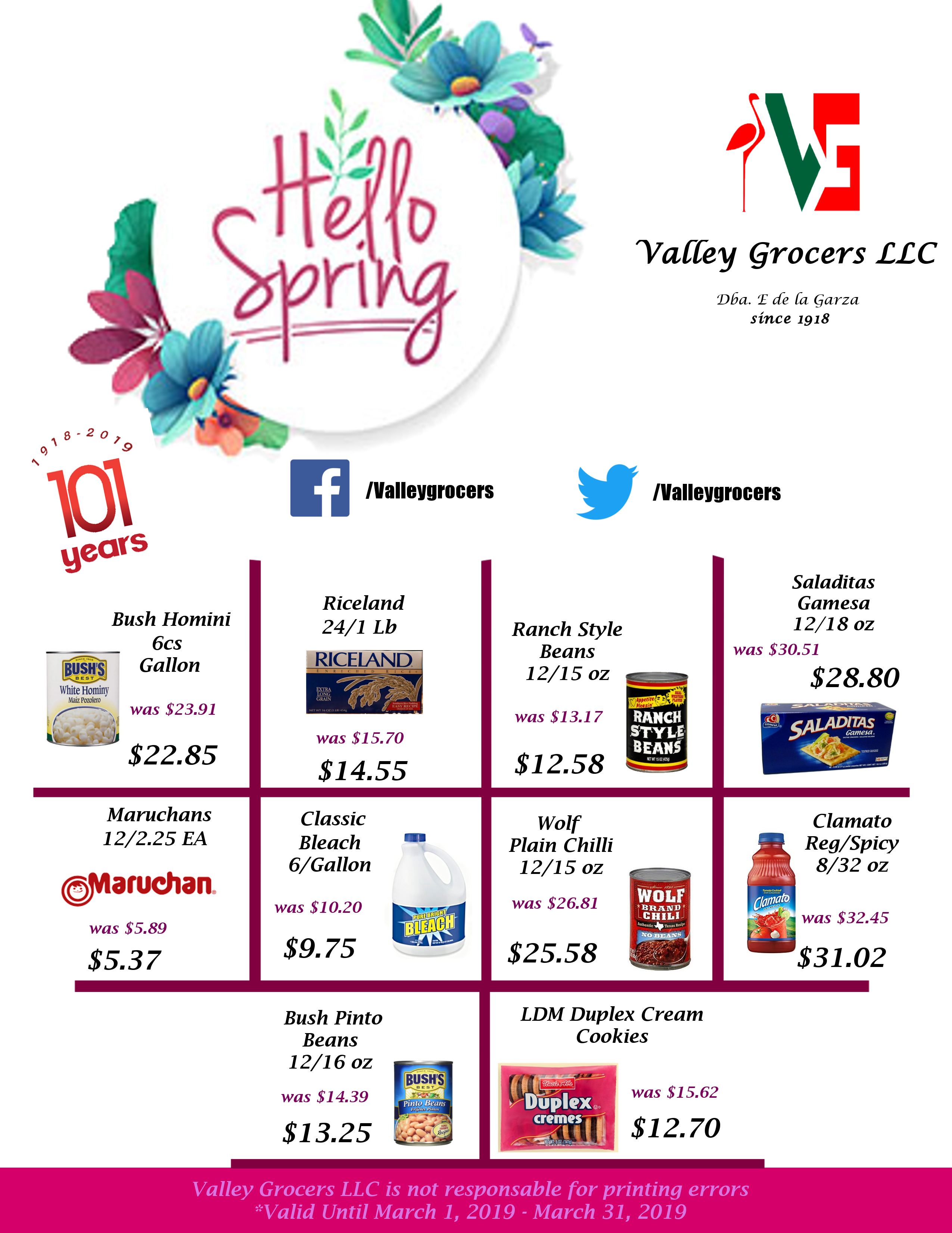 Sales Flyer Valley Grocers, LLC dba E de la Garza