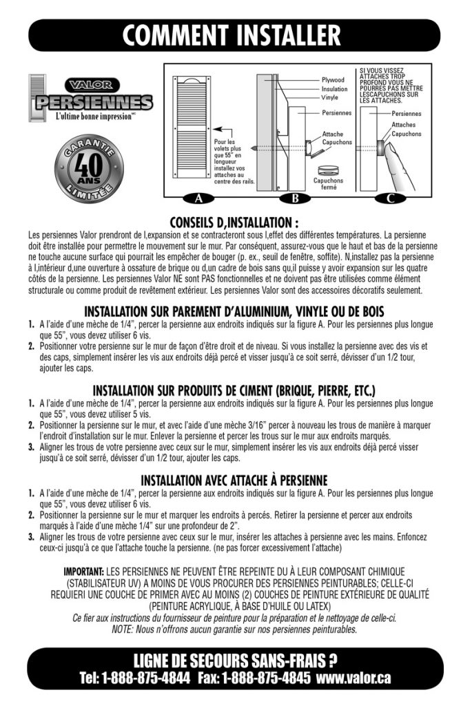 Shutter_Installation_Instructions_FR Valor Specialty Products