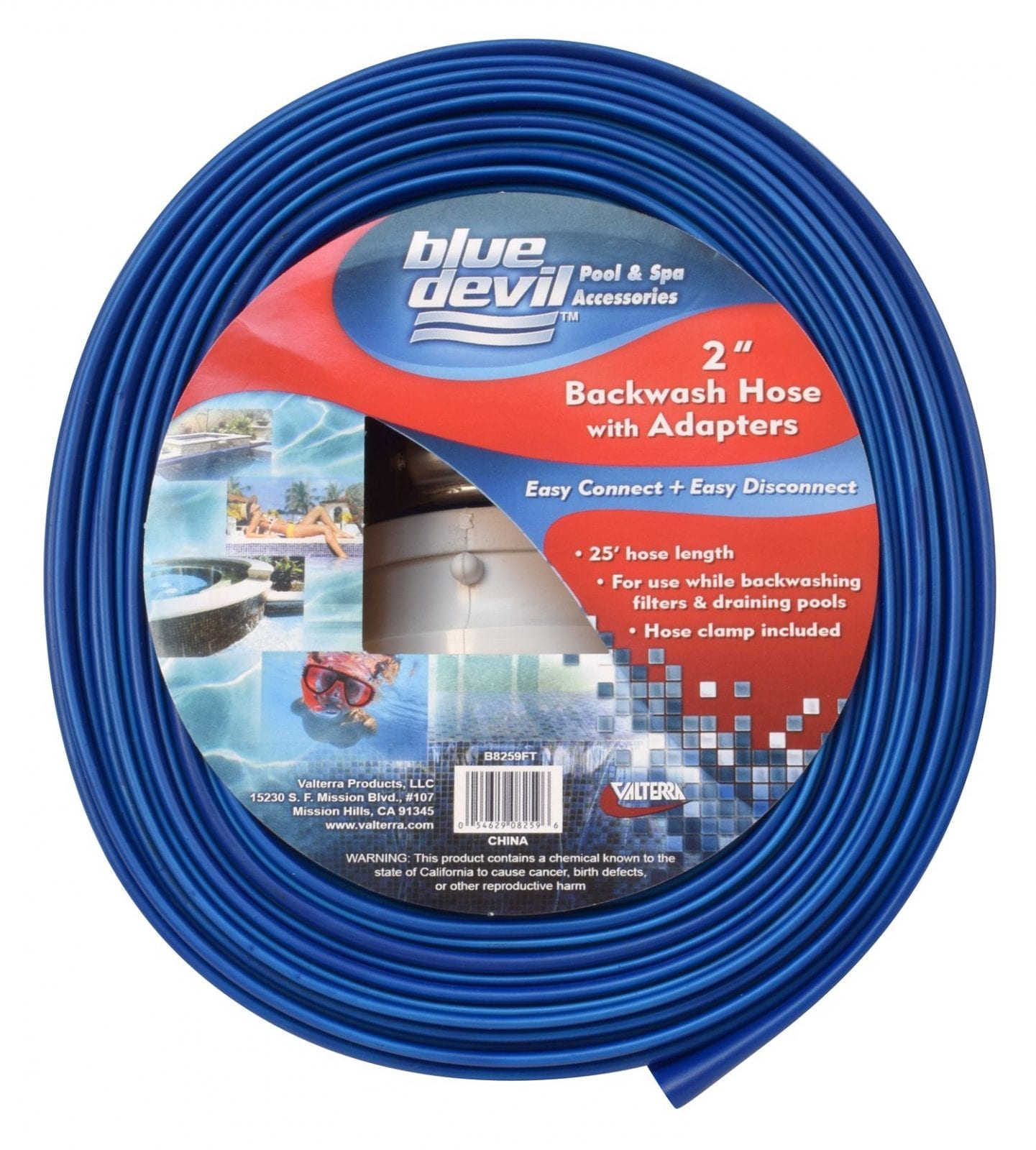 Backwash Hose with Adapters, 2" x 25'