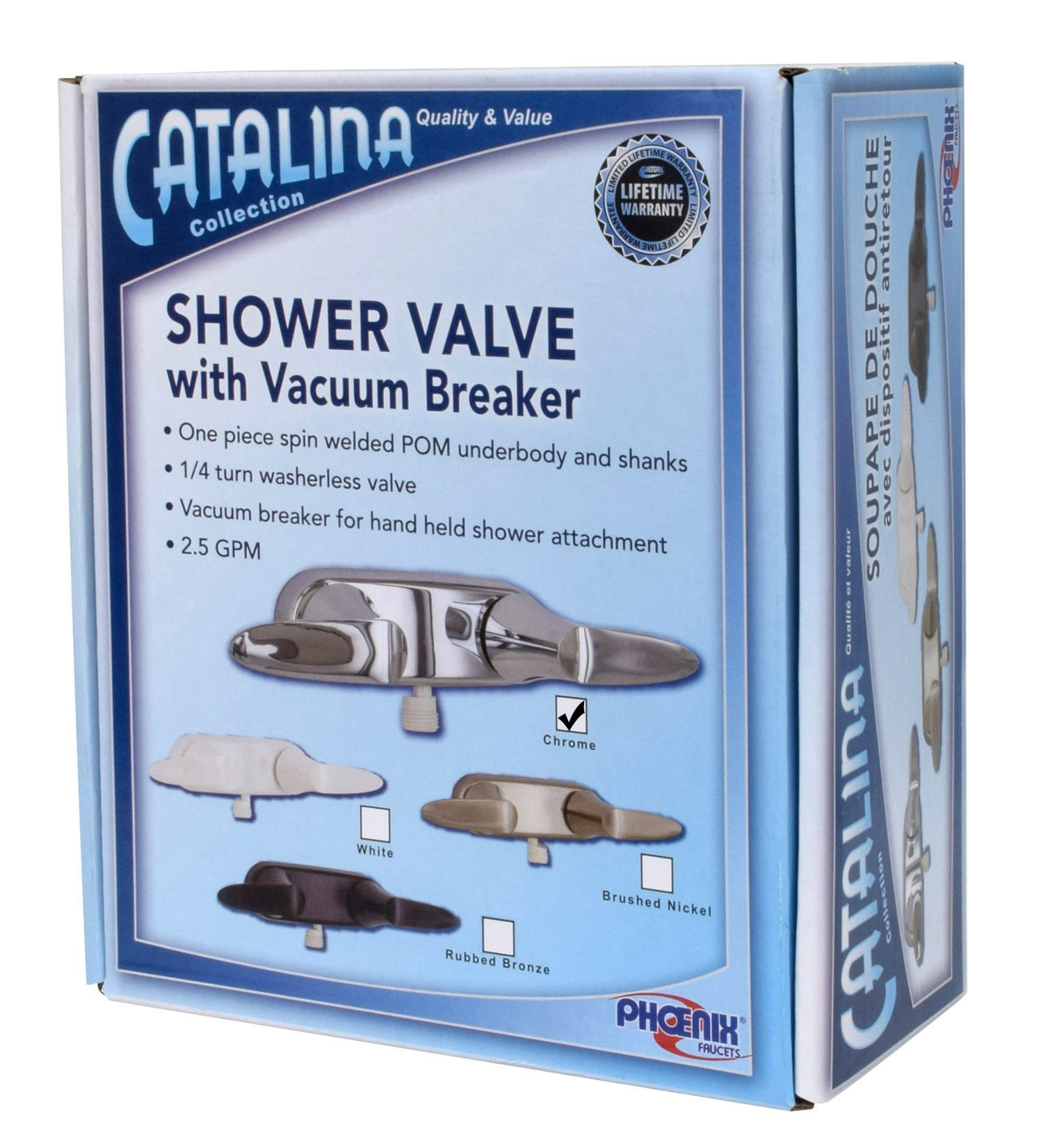 Catalina Shower Valves with Vacuum Breaker, Chrome w/ Chrome Lever Handles
