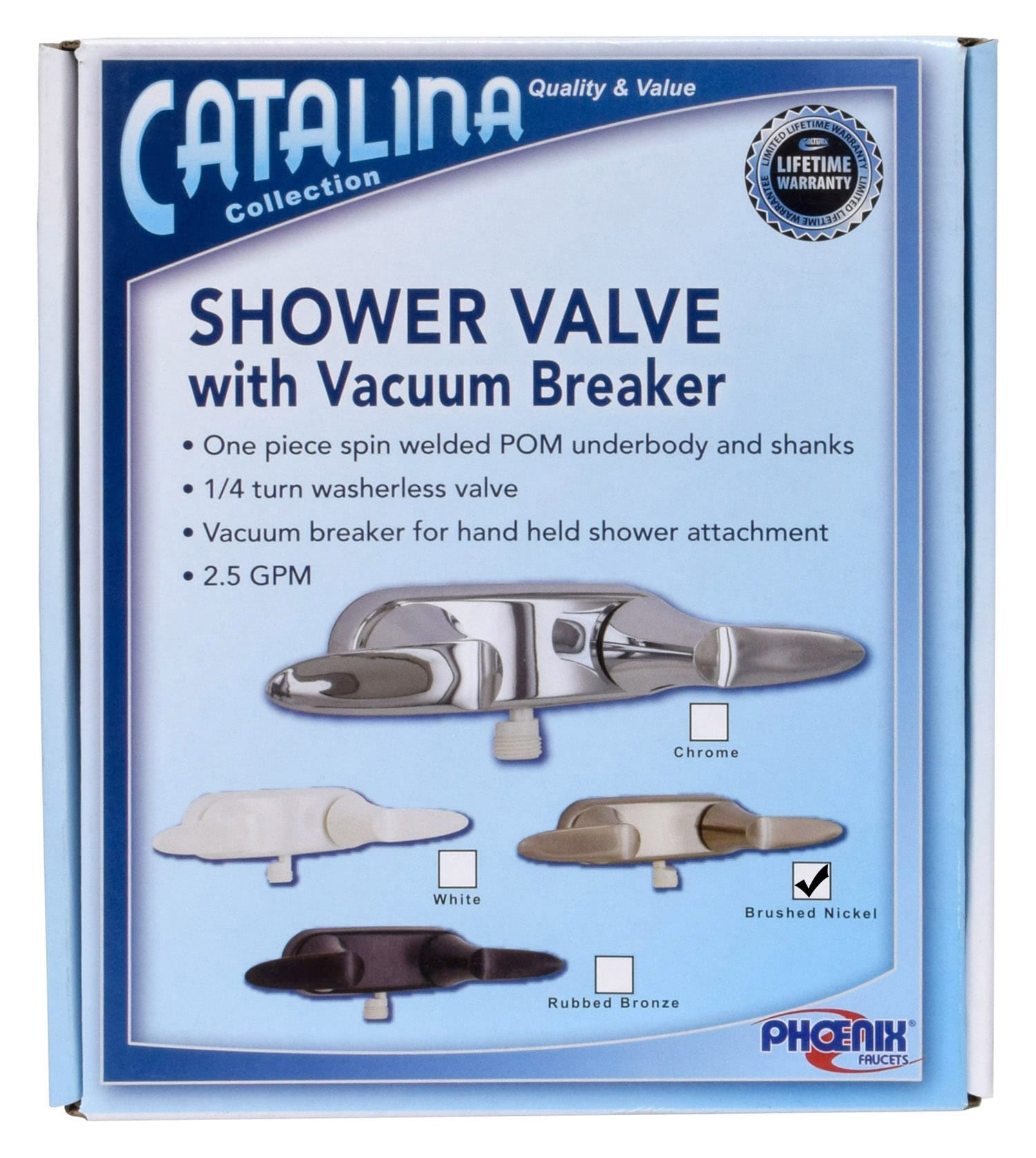 Catalina Shower Valves with Vacuum Breaker, Brushed Nickel w/ Brushed