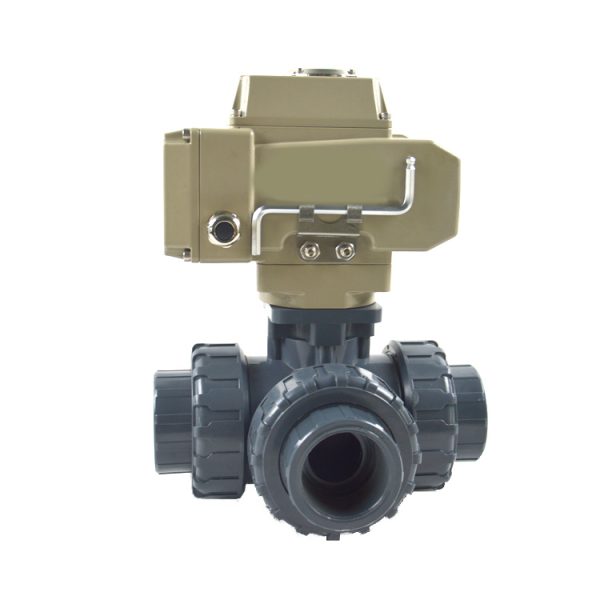 UPVC plastic electric 3 way ball valvePOV VALVE