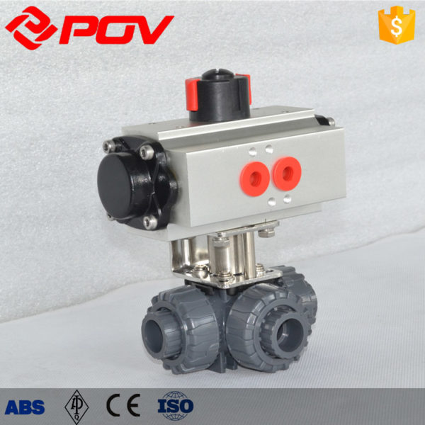 Pneumatic 3 Way Pvc Ball Valve POV VALVE CHINA MANUFACTURER