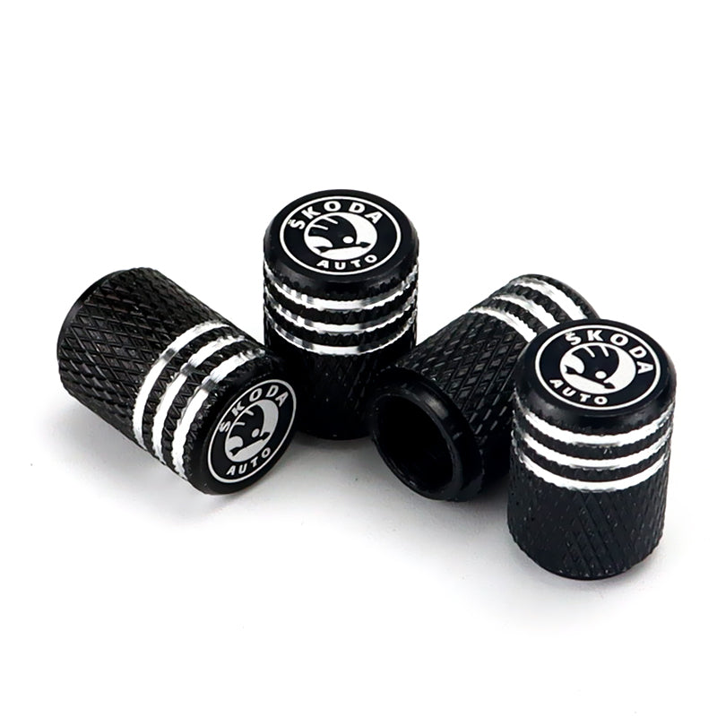 Skoda Laser Engraved Tire Valve Caps Total 5 Caps