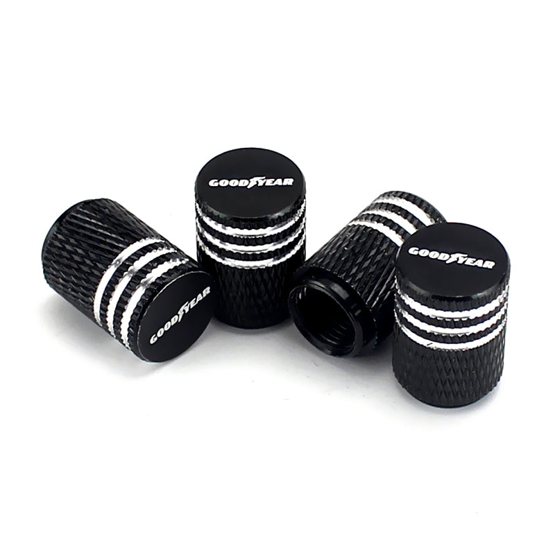 Goodyear Black Laser Engraved Tire Valve Caps Total 5 Caps