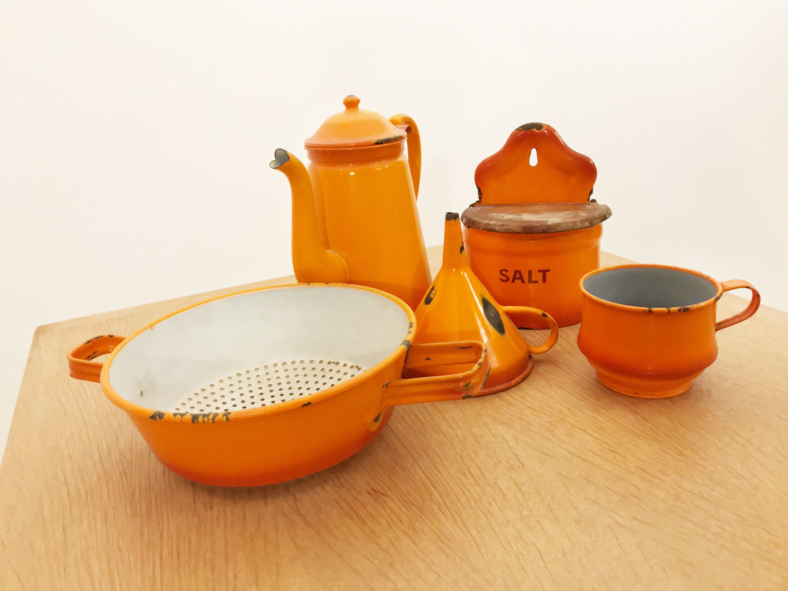 Danish Enamel Kitchenware Set Vampt Vintage Design