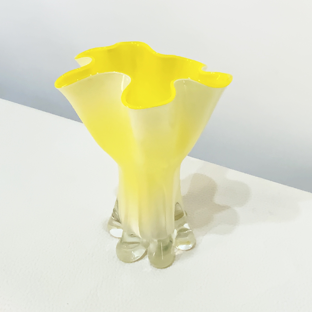 Yellow Cased Glass Ribbon Vase Vampt Vintage Design