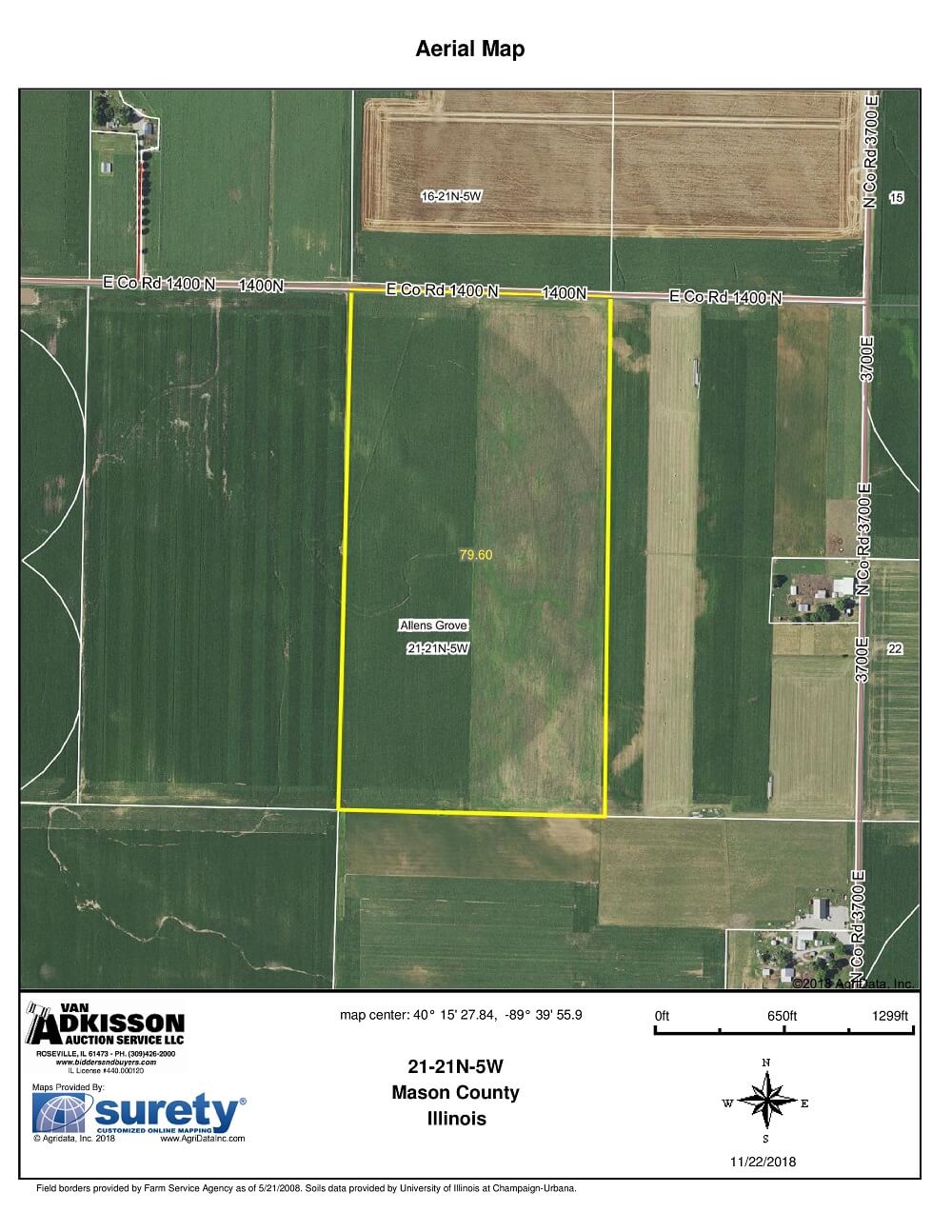 Land Auction 79.67 Surveyed Acres 1 Tract Mason County, IL Van