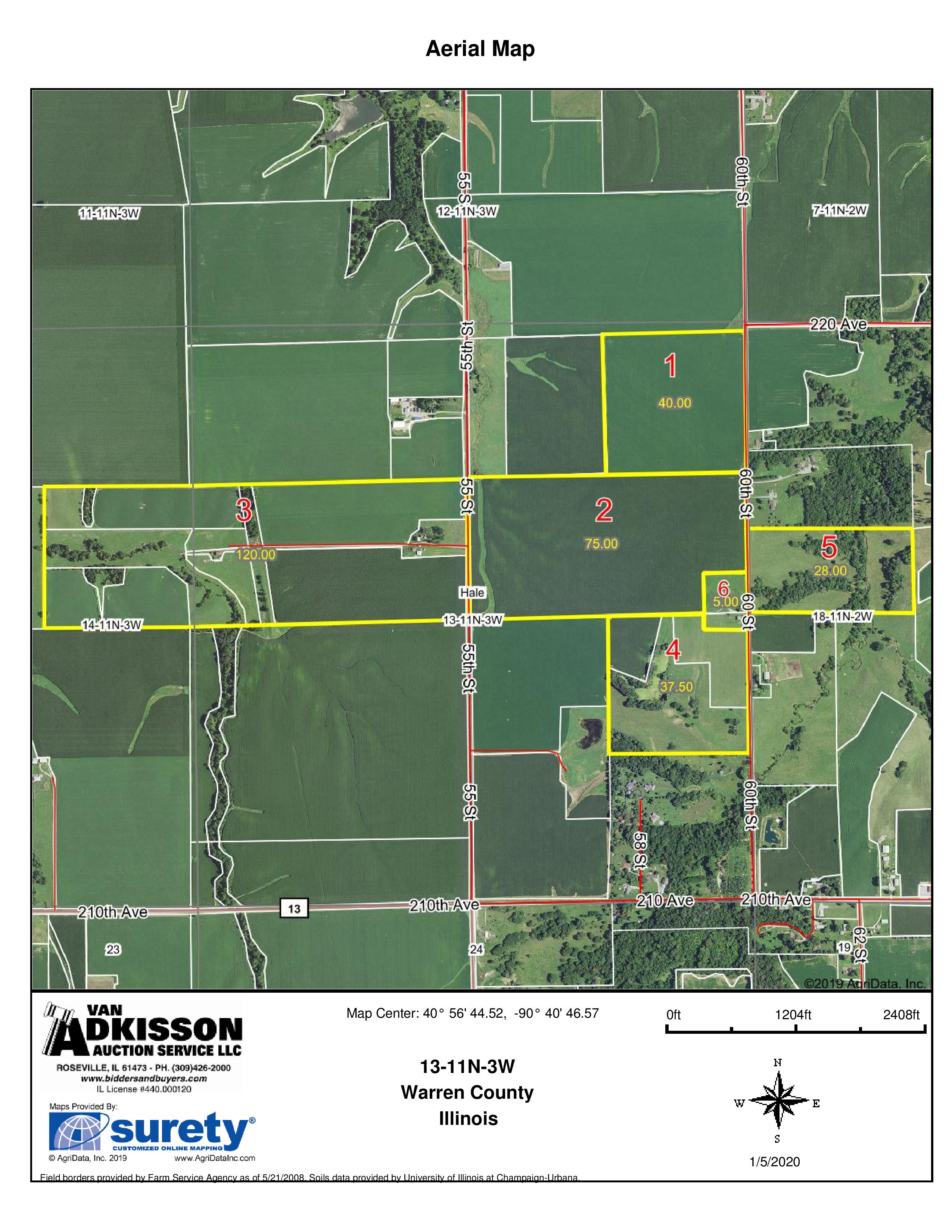 Land Auction 308.06 Surveyed Acres 6 Tracts Warren County, IL