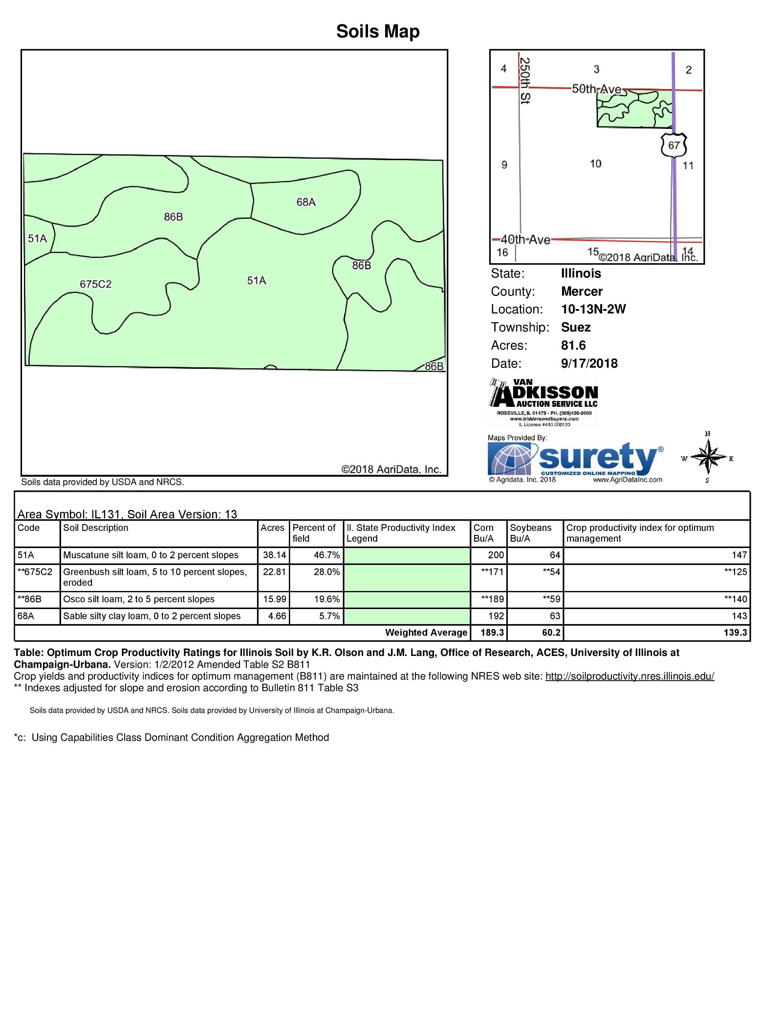Land Auction 393 Acres (m/l) 7 Tracts Warren & Mercer County, IL