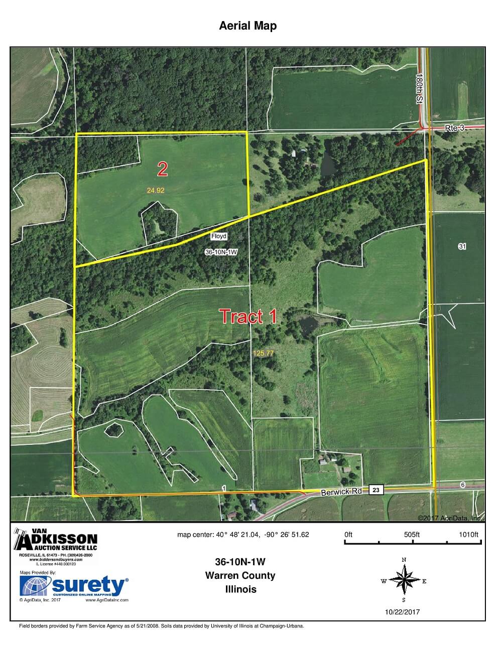Land Auction 341.25 Surveyed Acres 5 Tracts Warren & Knox County