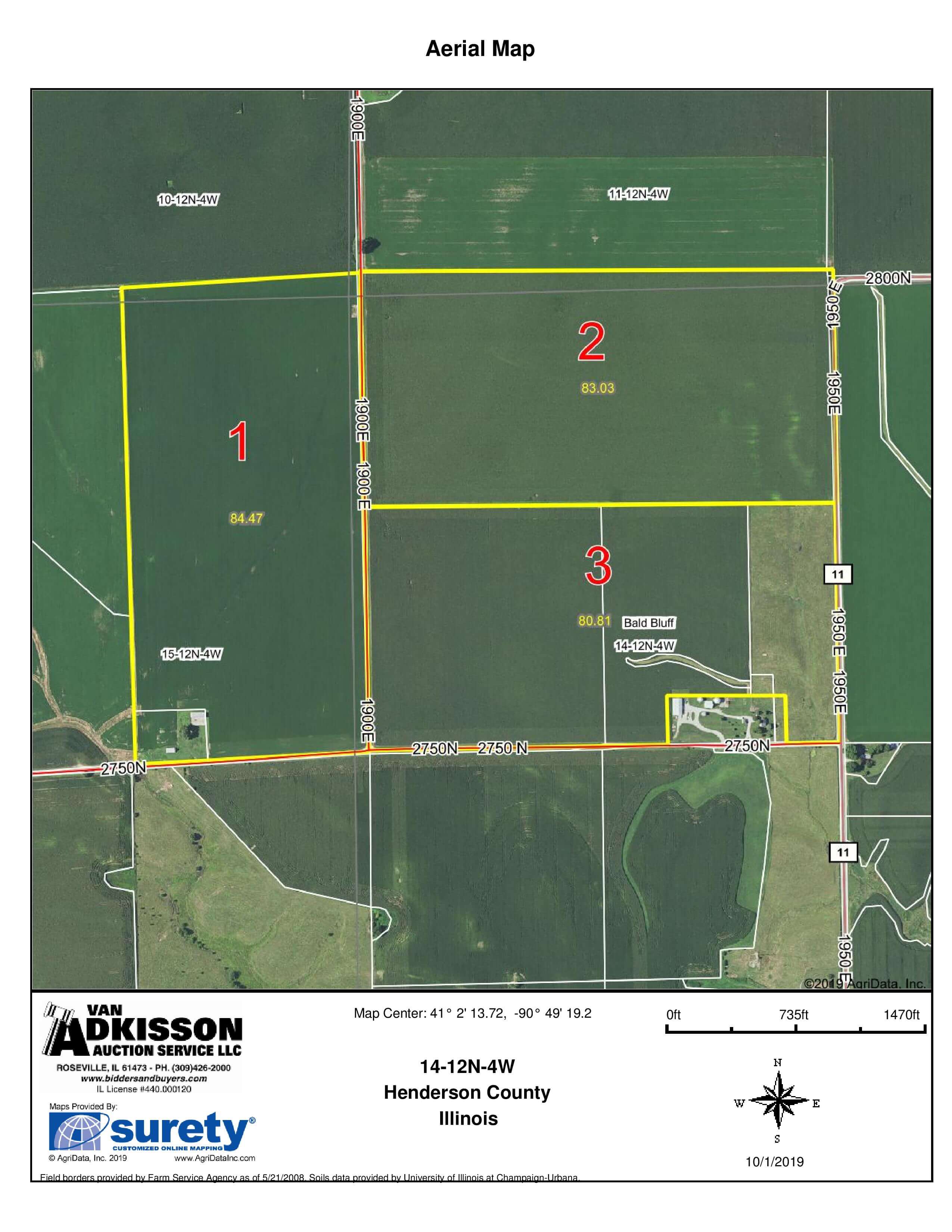 Land Auction 607.09 Surveyed Acres 8 Tracts Henderson County, IL