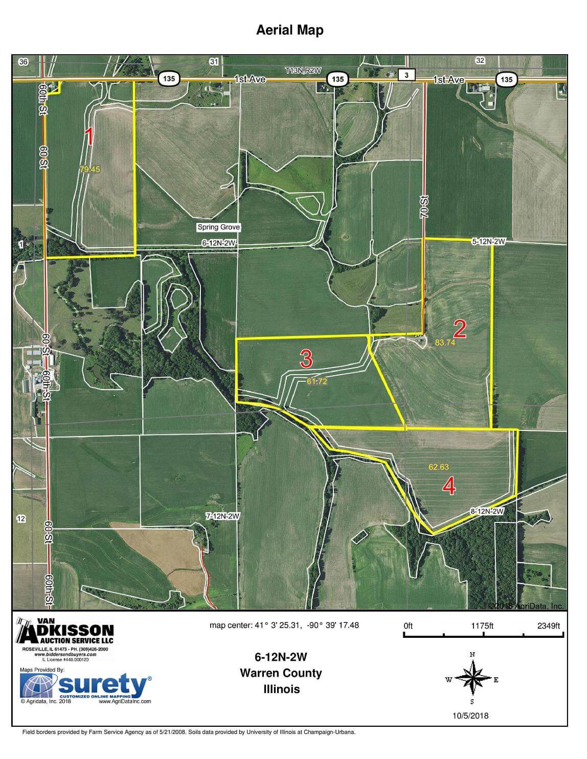 Land Auction 287.54 Acres (m/l) 4 Tracts Warren County, IL Van
