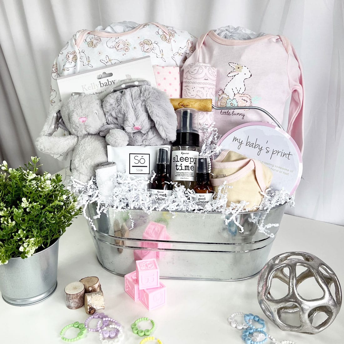 Honey Bunny Wishes Baby New Born Gift Basket Vancouver Gift Baskets