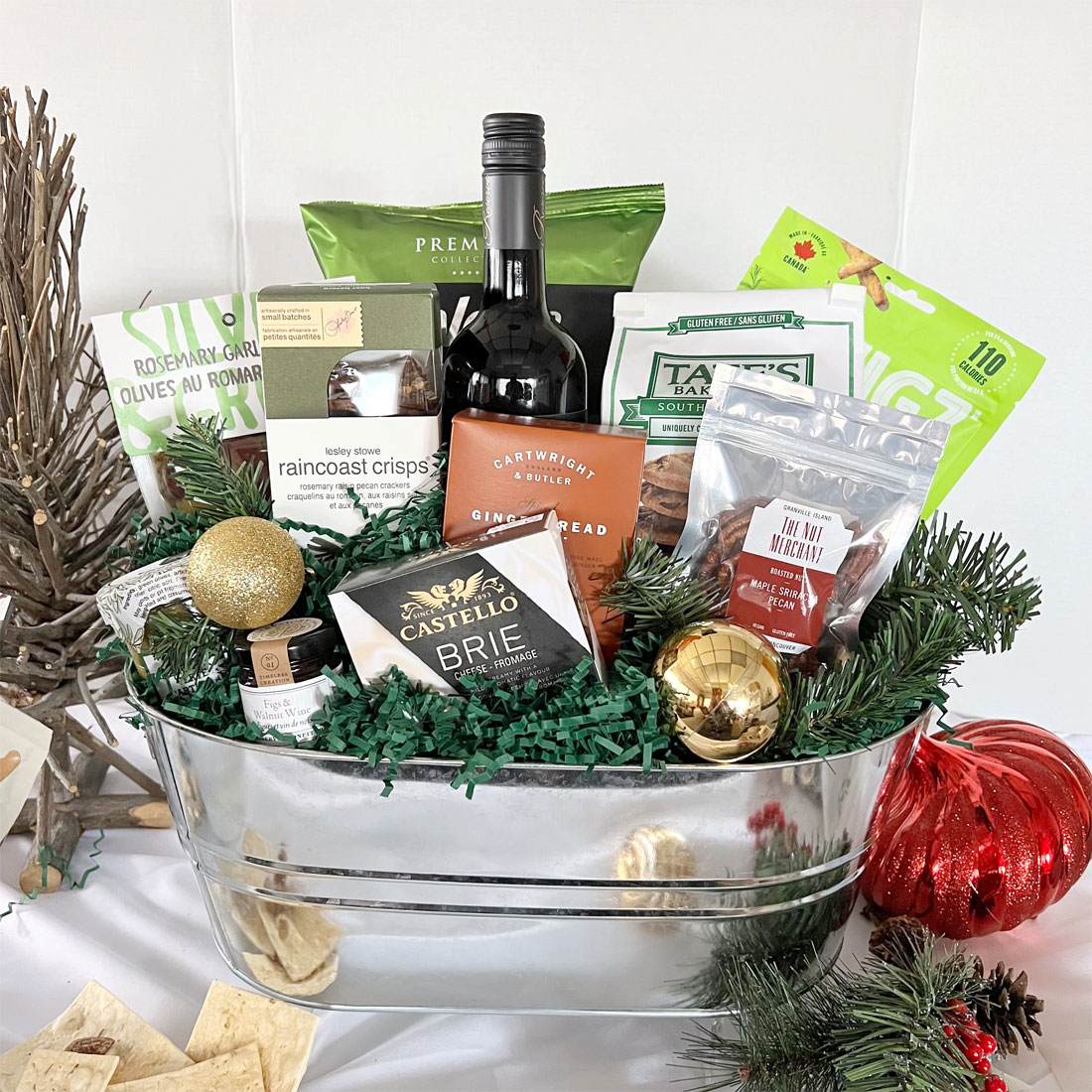 Gilded Holiday Wine Gift Basket Vancouver Gift Baskets