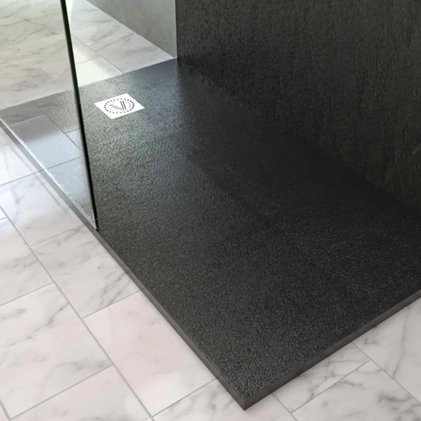 JADE Shila Stone Zero Threshold Offset Shower Base Vancouver renovate