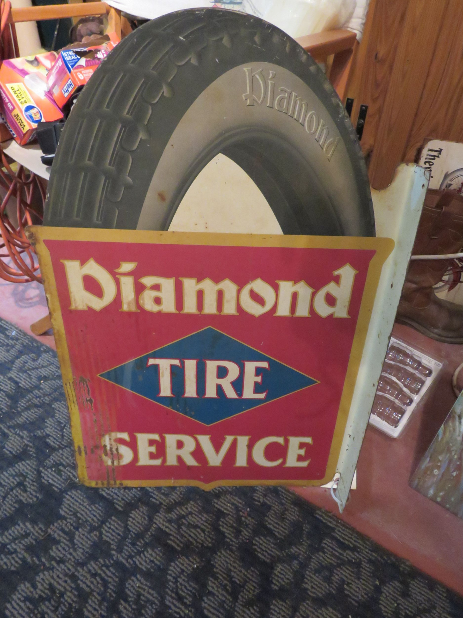 Lot 1002C Diamond Tire Service Flange Sign VanderBrink Auctions