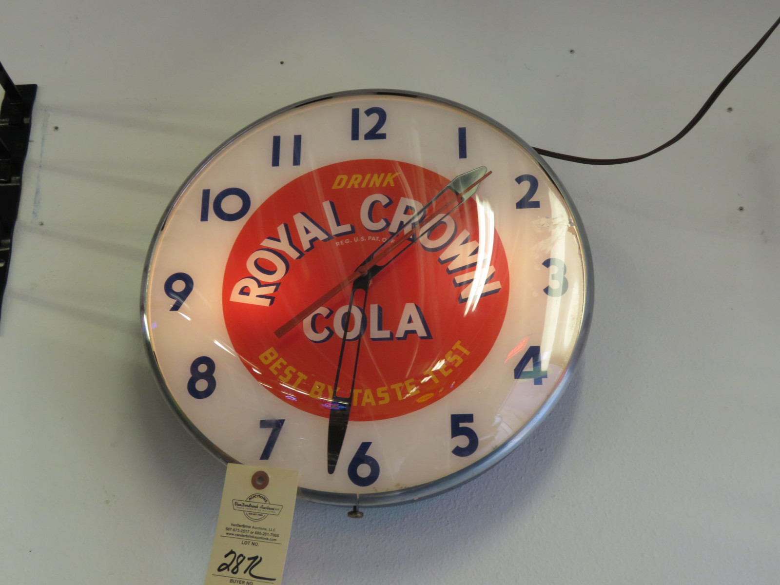 Lot 287L Royal Crown Lighted Clock VanderBrink Auctions