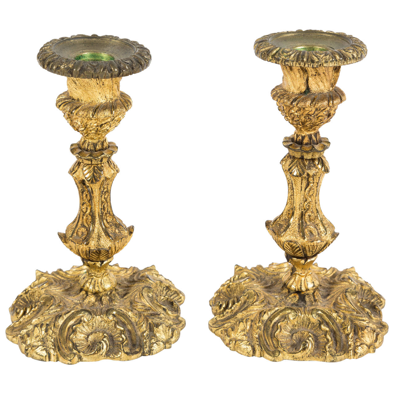 Gilded Bronze Antique Candle Holders for Sale VANDEUREN
