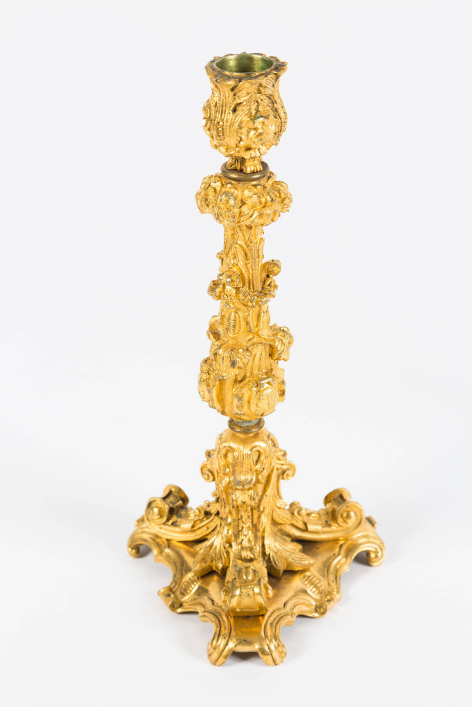 Fine Pair of Gilded Bronze Candle Holders for Sale VANDEUREN