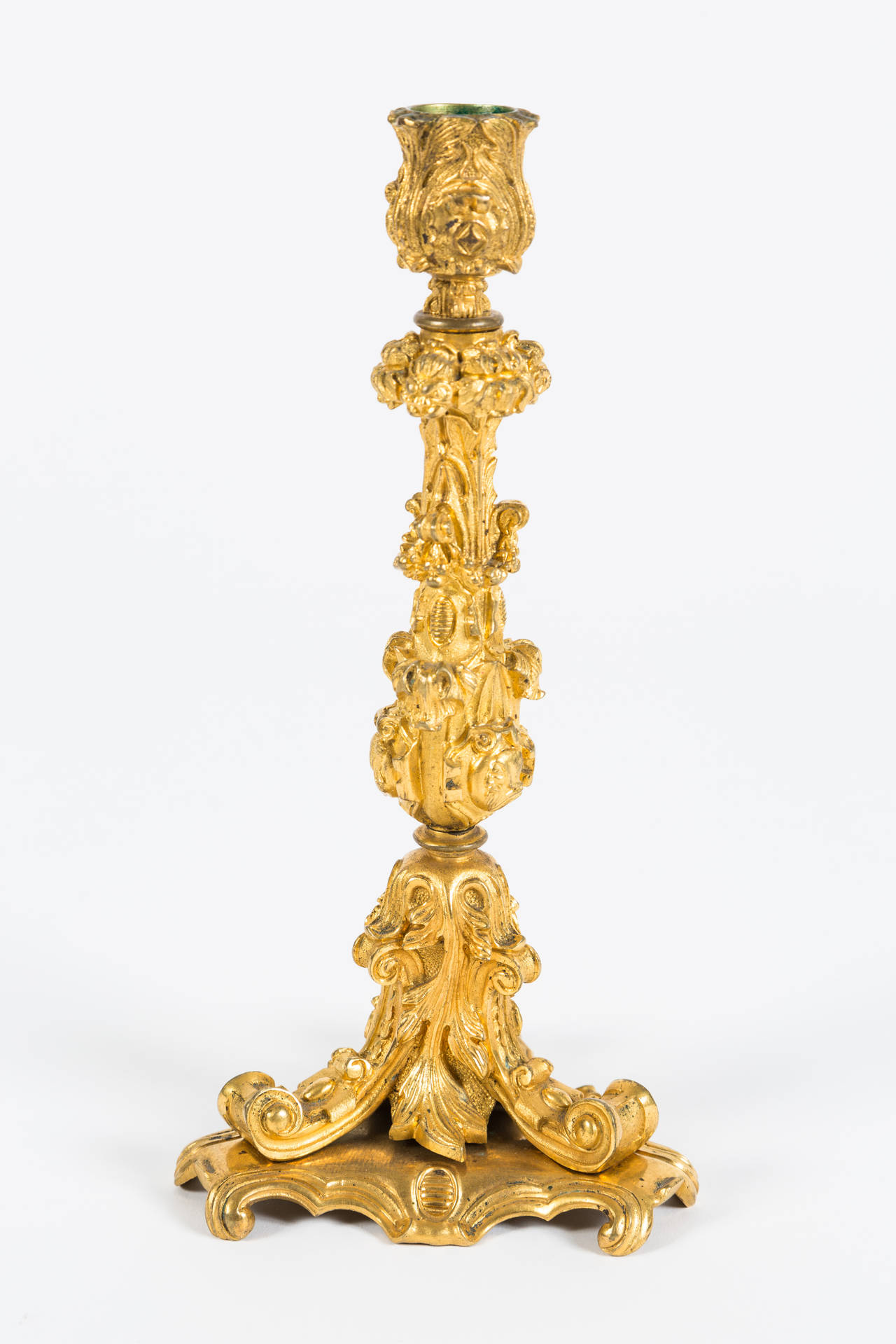 Fine Pair of Gilded Bronze Candle Holders for Sale VANDEUREN