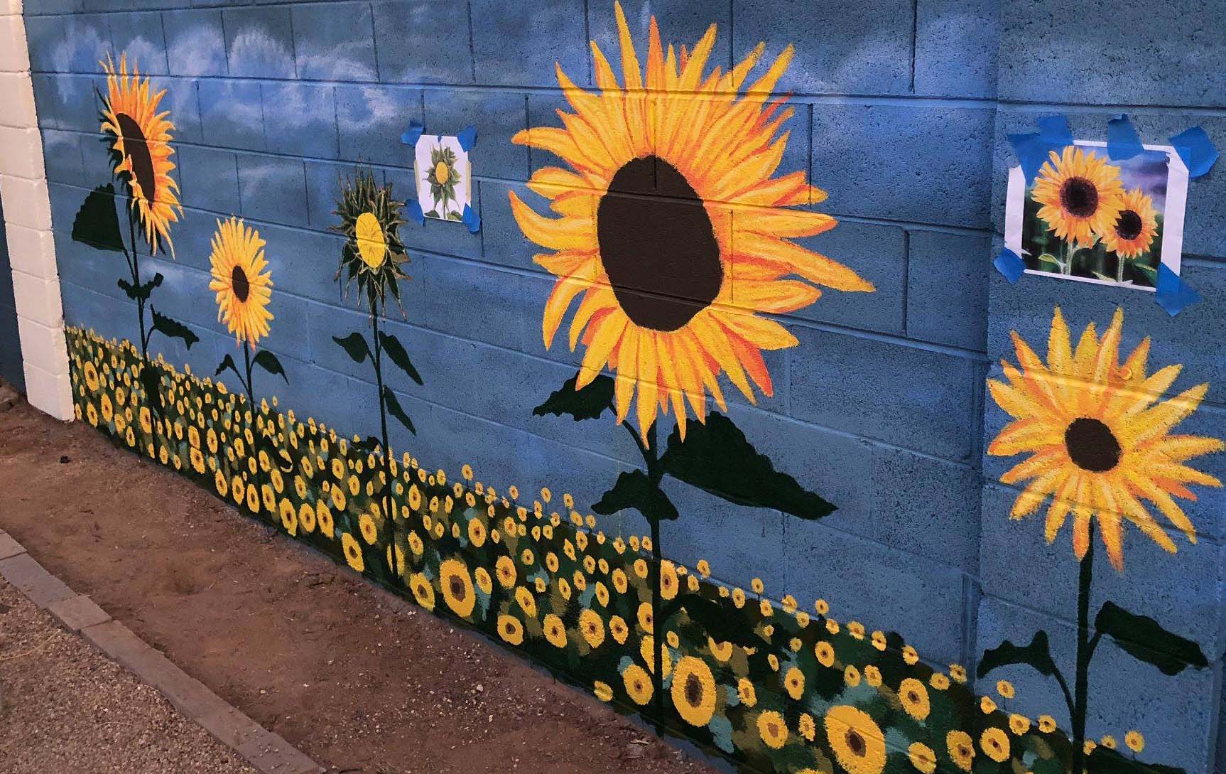 Painting the Sunflower Mural VanDyke Gardens