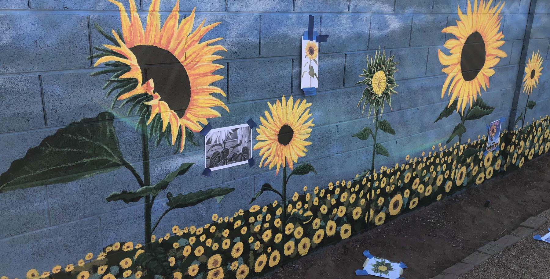 Painting the Sunflower Mural VanDyke Gardens