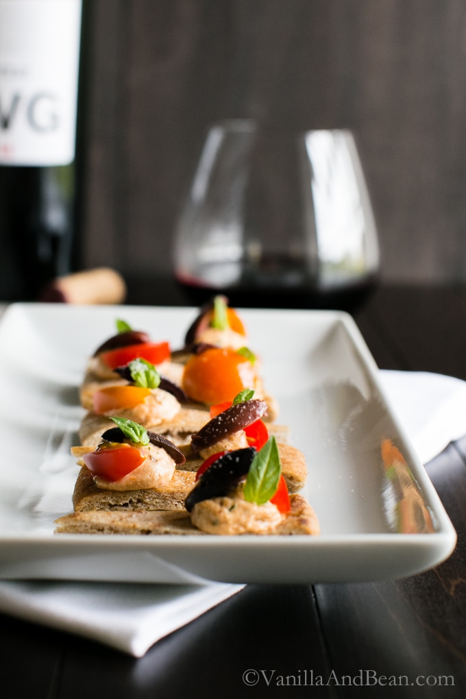 Roasted Garlic SunDried Tomato Goat Cheese Canapé Vanilla And Bean