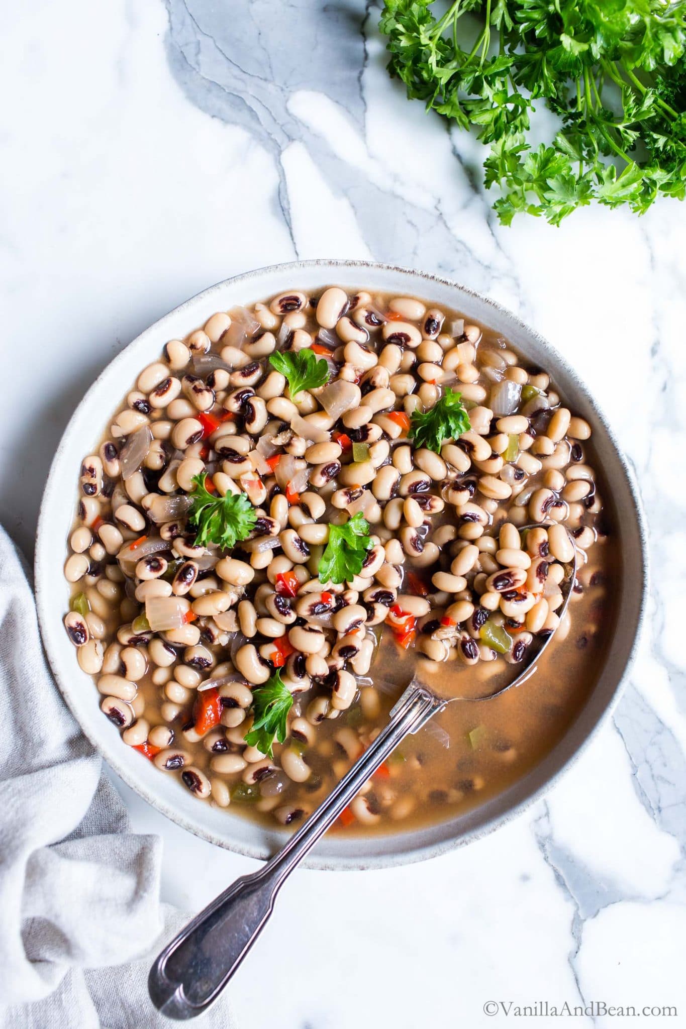 Black Eyed Peas with Smoky Collards and Cheesy Grits Vanilla And Bean