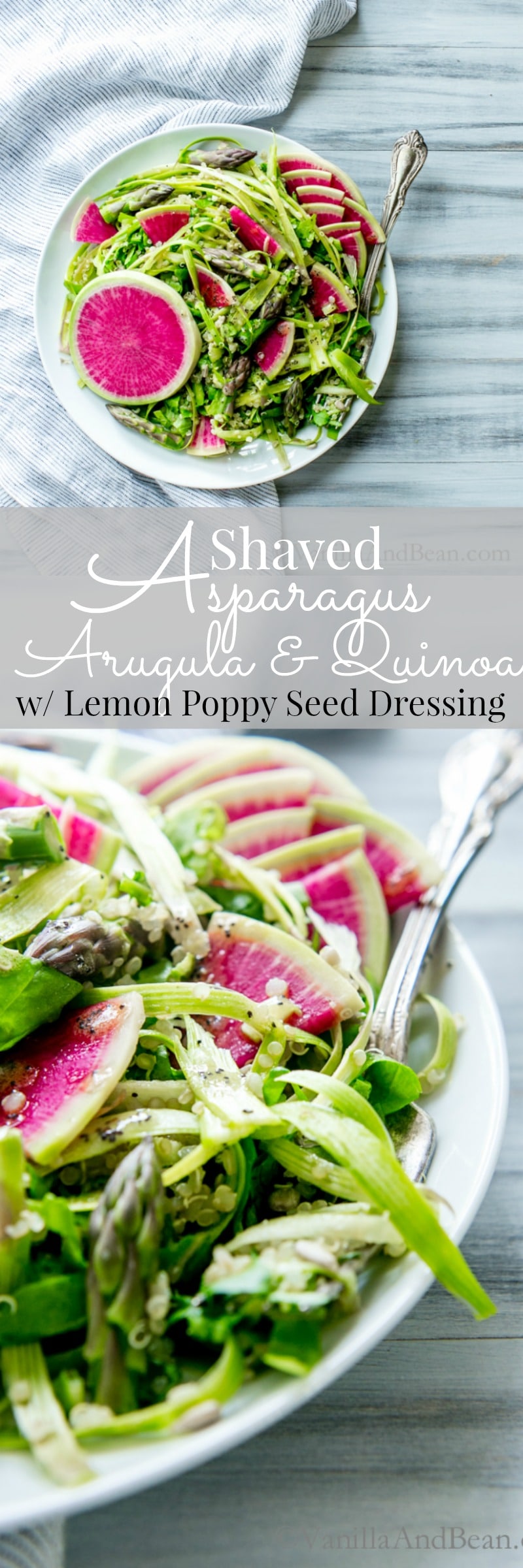 Shaved Asparagus, Arugula Quinoa Salad with LemonDijon Poppy Seed