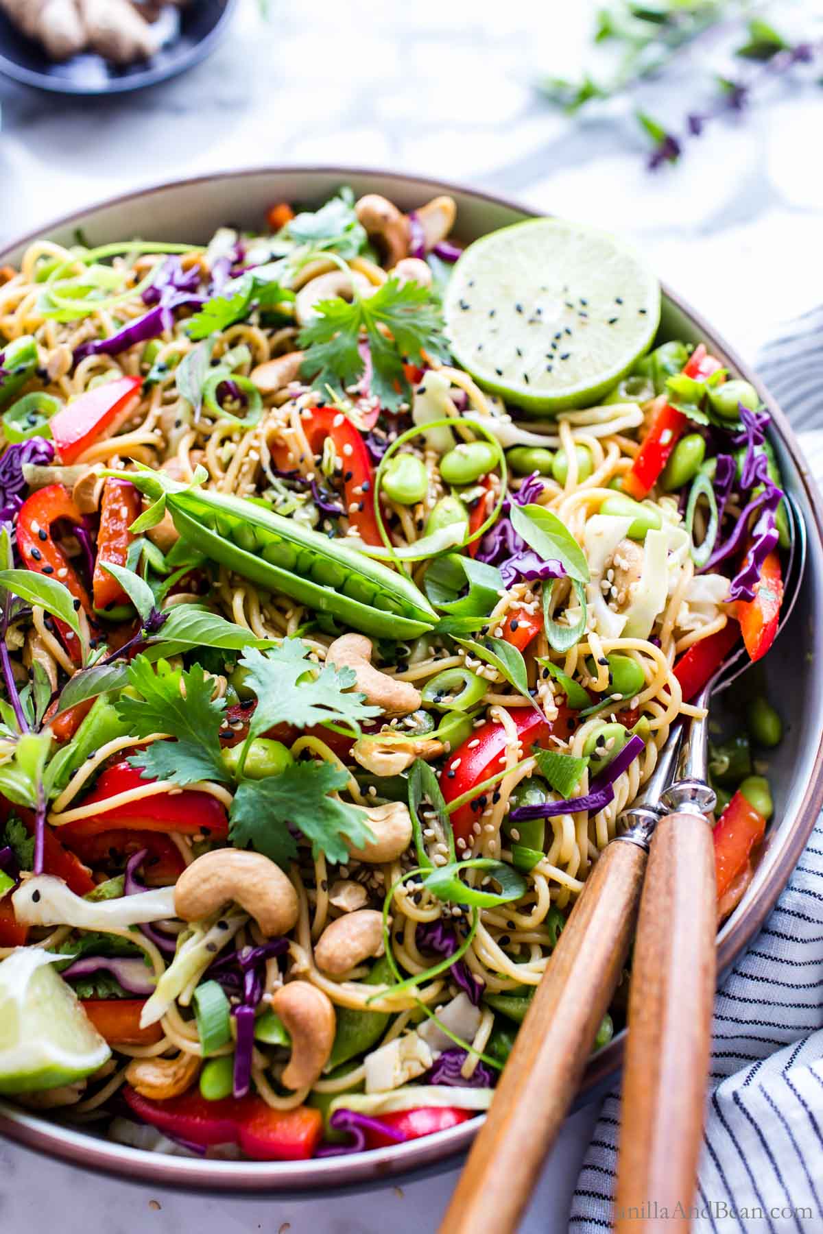 Sesame Ginger Noodle Salad with Cashews Vanilla And Bean