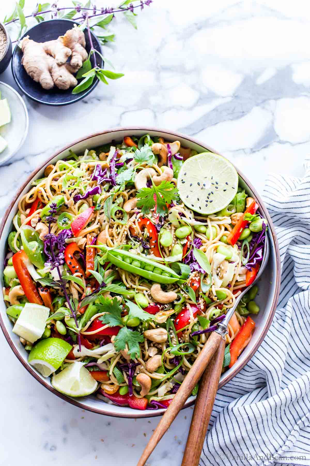 Sesame Ginger Noodle Salad with Cashews Vanilla And Bean