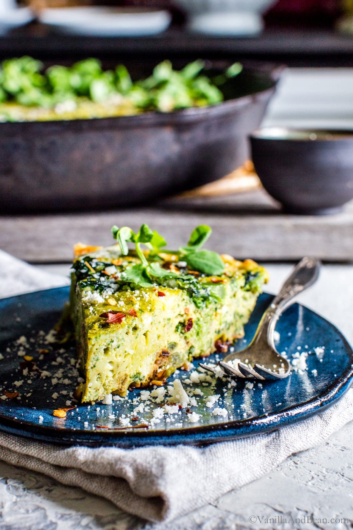 Broccoli Rabe Frittata with Pesto Ricotta Vanilla And Bean