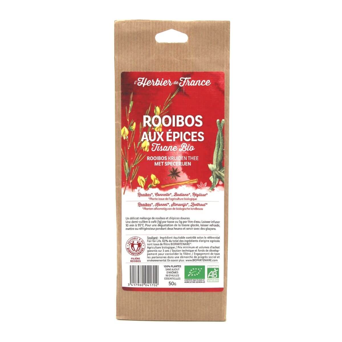 Rooibos aux épices Bio (50g) L'Herbier de France La boutique