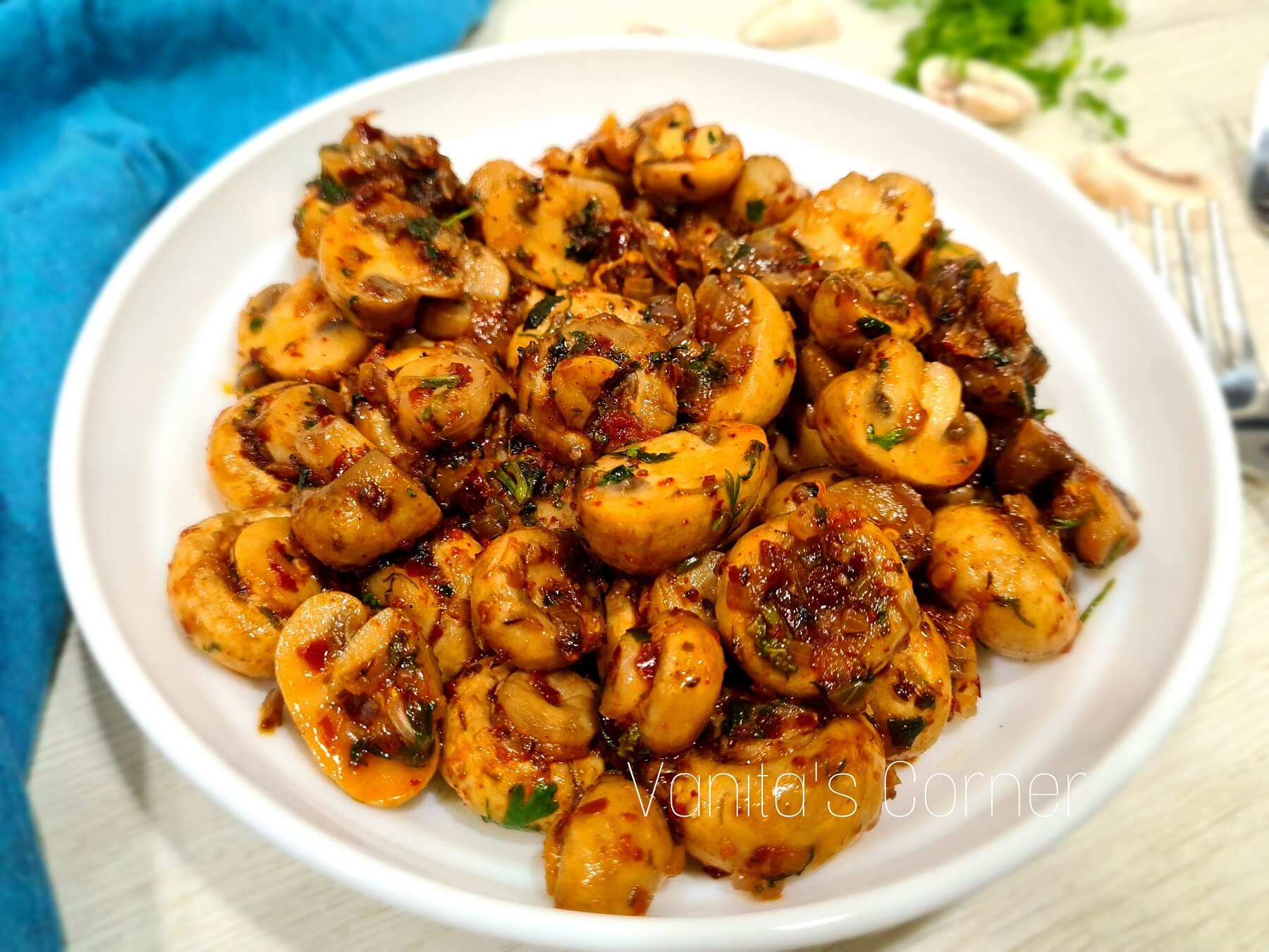 Butter Garlic Mushrooms A quick delicious vegetarian starter Vanita's Corner