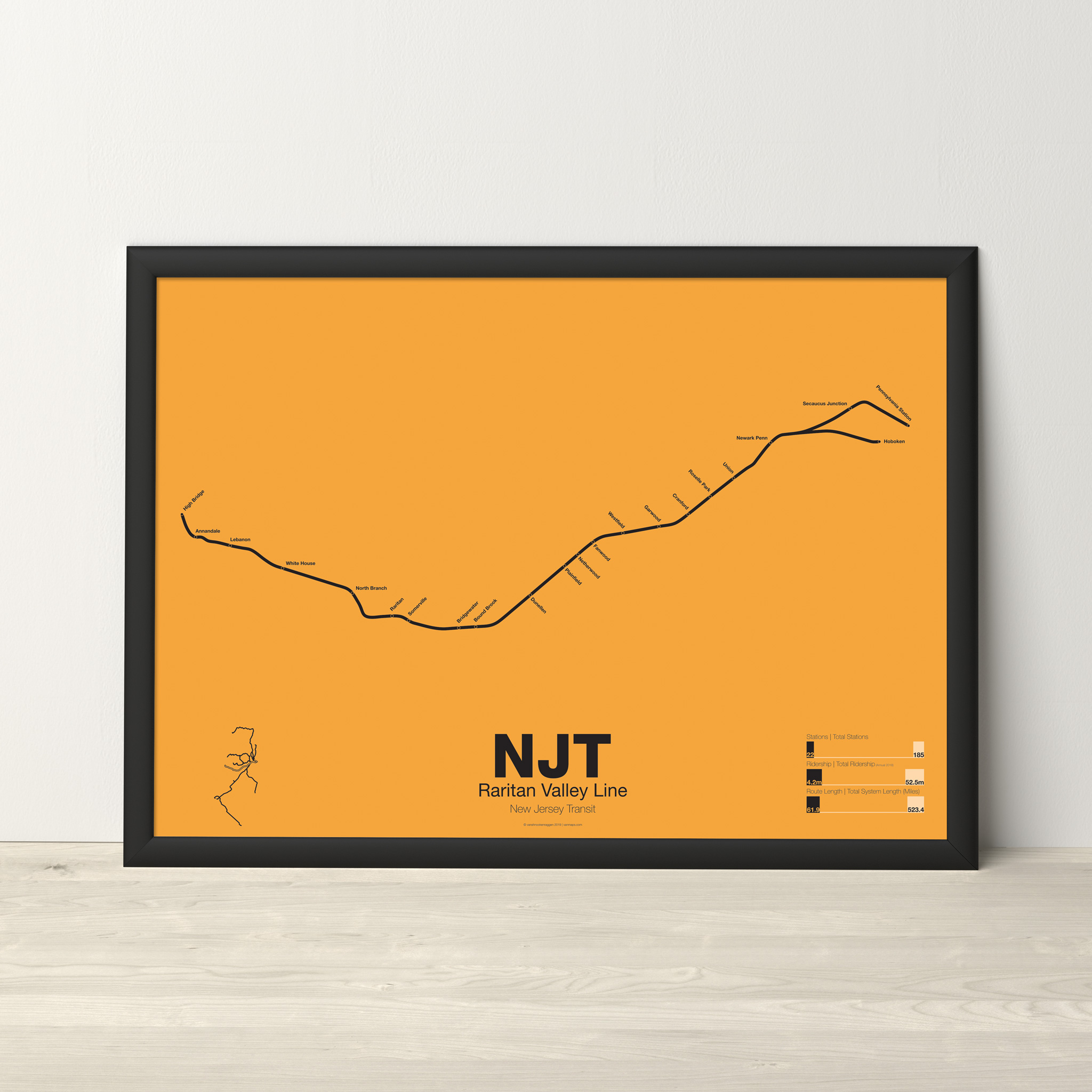 NJT Raritan Valley Line Poster vanmaps