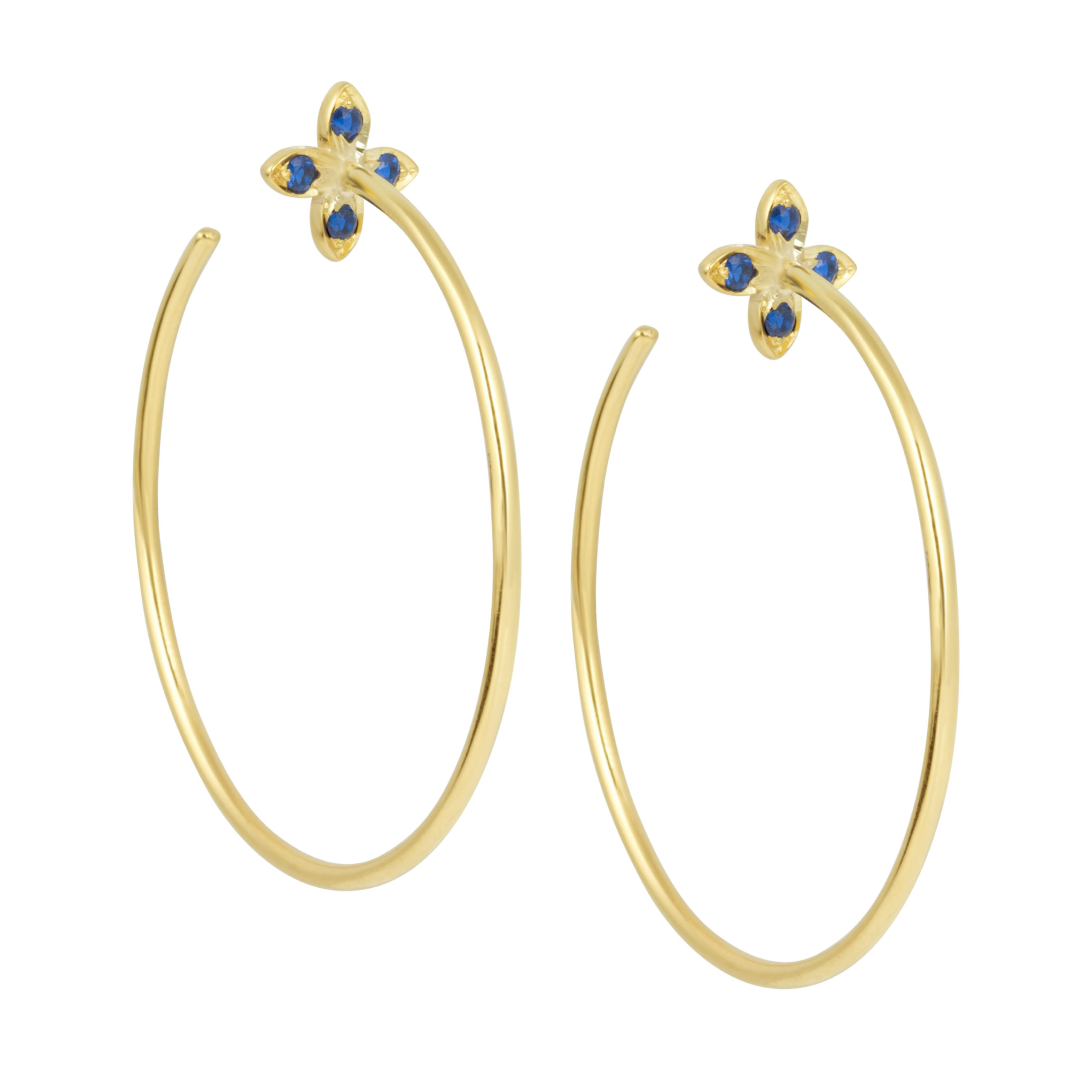 Blue Agate Flower Hoop Earrings Van Peterson London