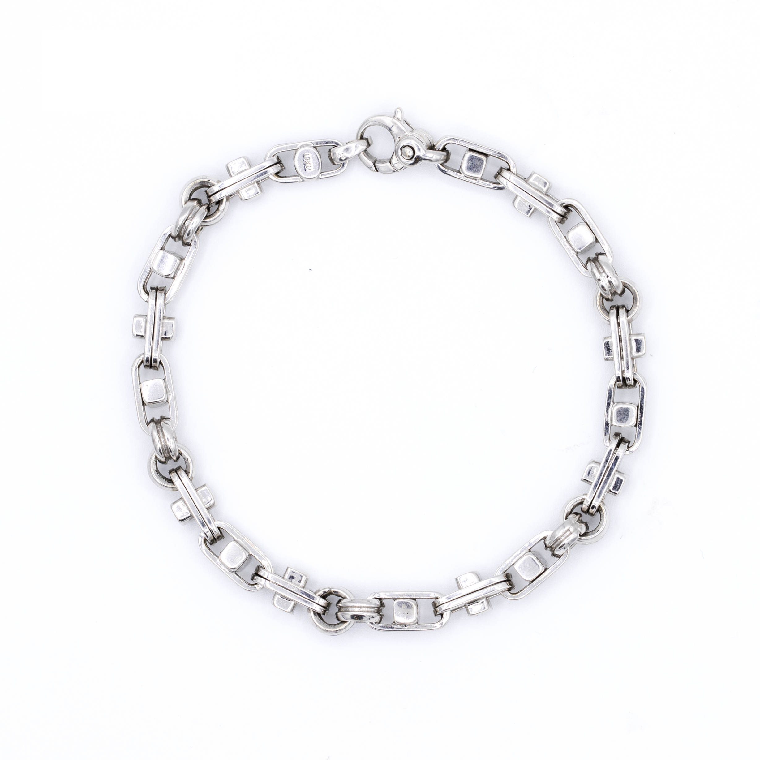 18ct White Gold Chain Link Bracelet Van Peterson London