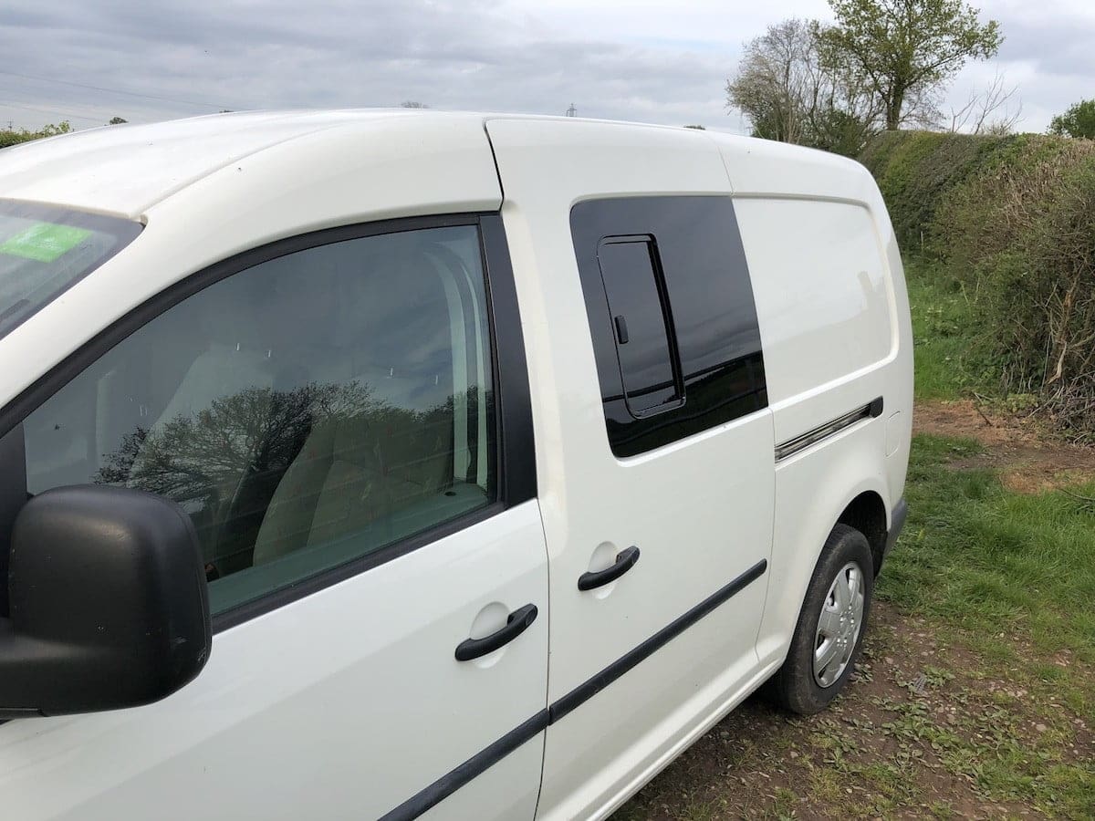 VW Caddy Maxi N/S Front Opening Window In Privacy Tint VanPimps