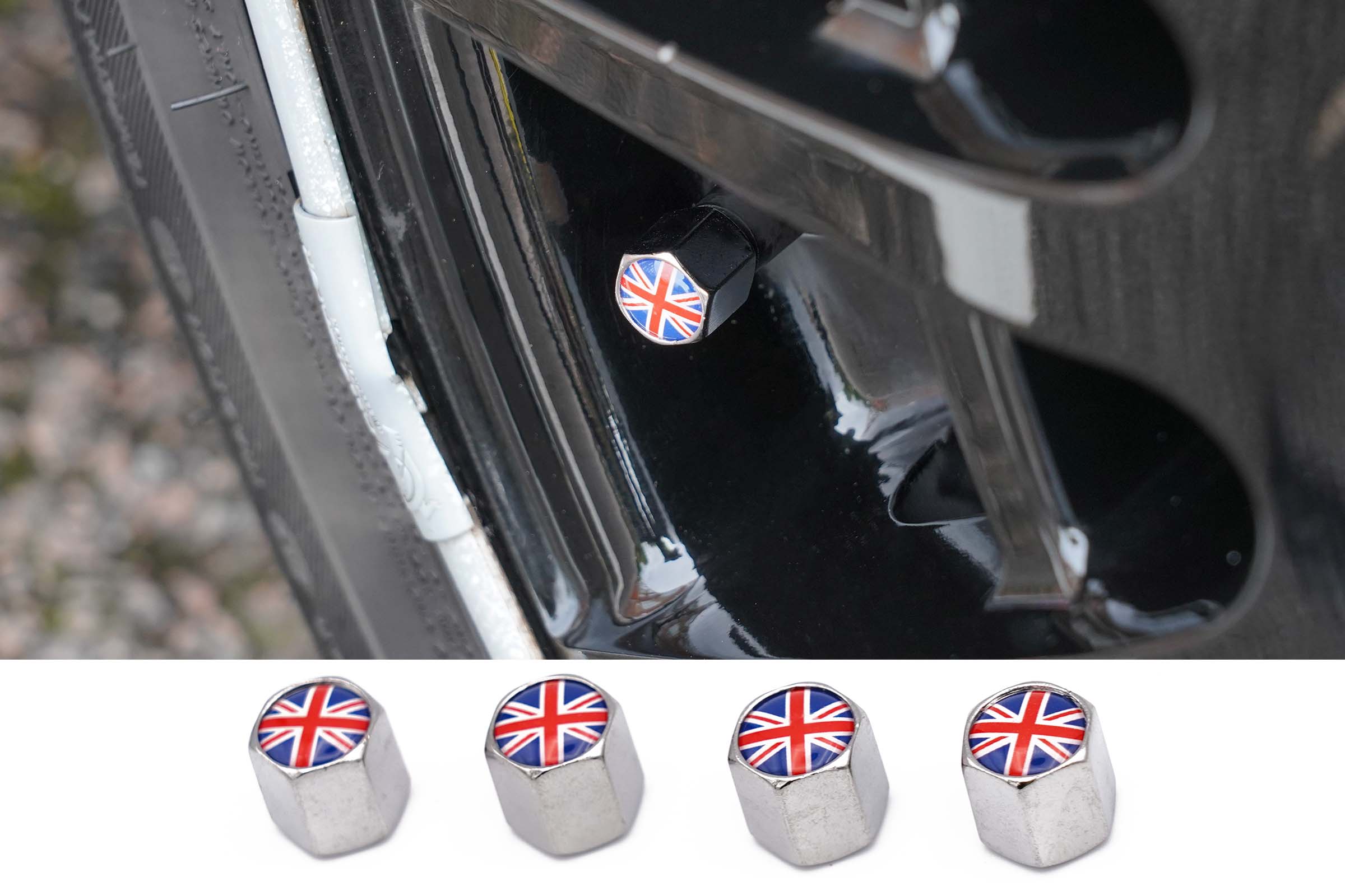 Union Jack Chrome Dust Caps x4 VanPimps