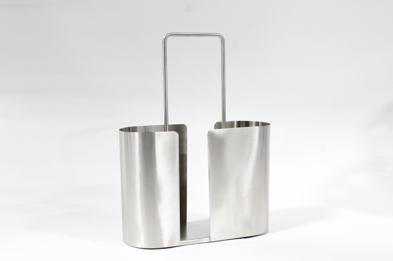 desktop magazine holder brushed finish curved sides stainless steel