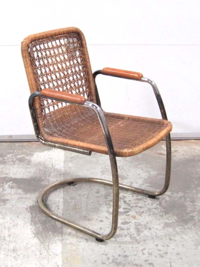 chair rattan vintage rustic mid century woven square seating and