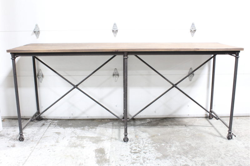 table work antique rustic finish old style plain brown rectangular top